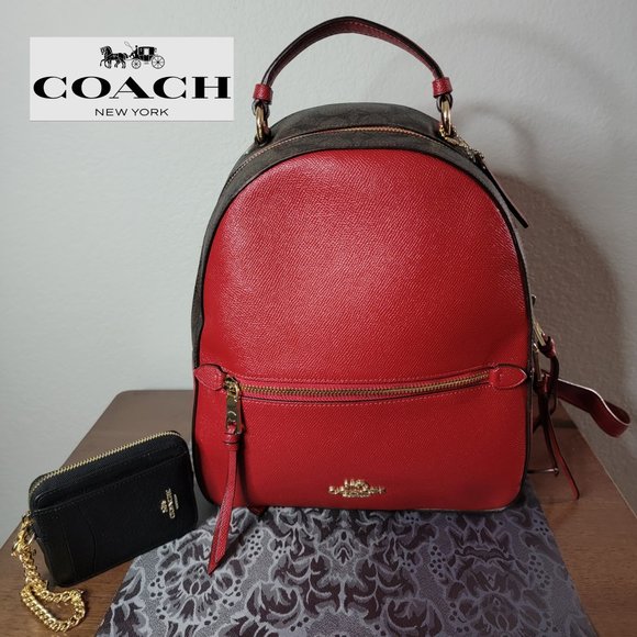 Coach Handbags - Coach Jordyn Backpack With Signature Canvas Detail AND Mini Card Case SET